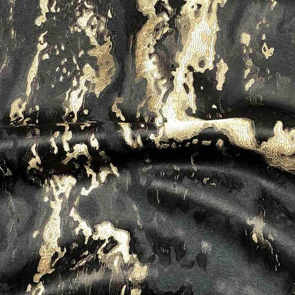 Mahwah Metallic Marbleized Fabric - 54 Inch. in Width, | Home Decor Black Gold Fabrics Star