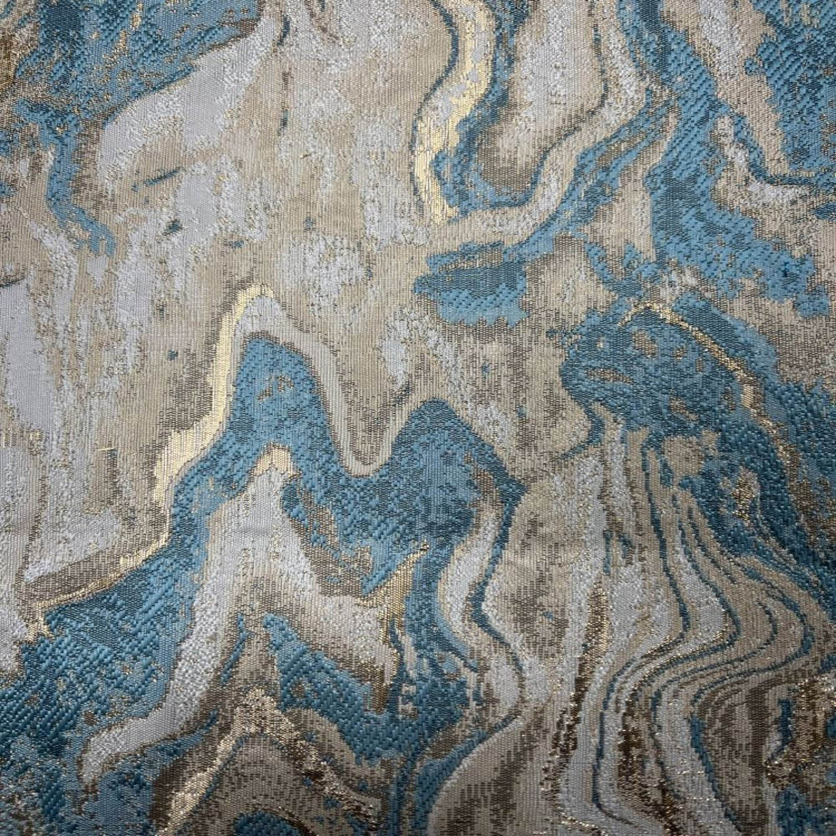 MILANO Jacquard Print Metallic Marbleized Fabric, 118 Inch in Width, | Home Decor Aqua Fabrics Star
