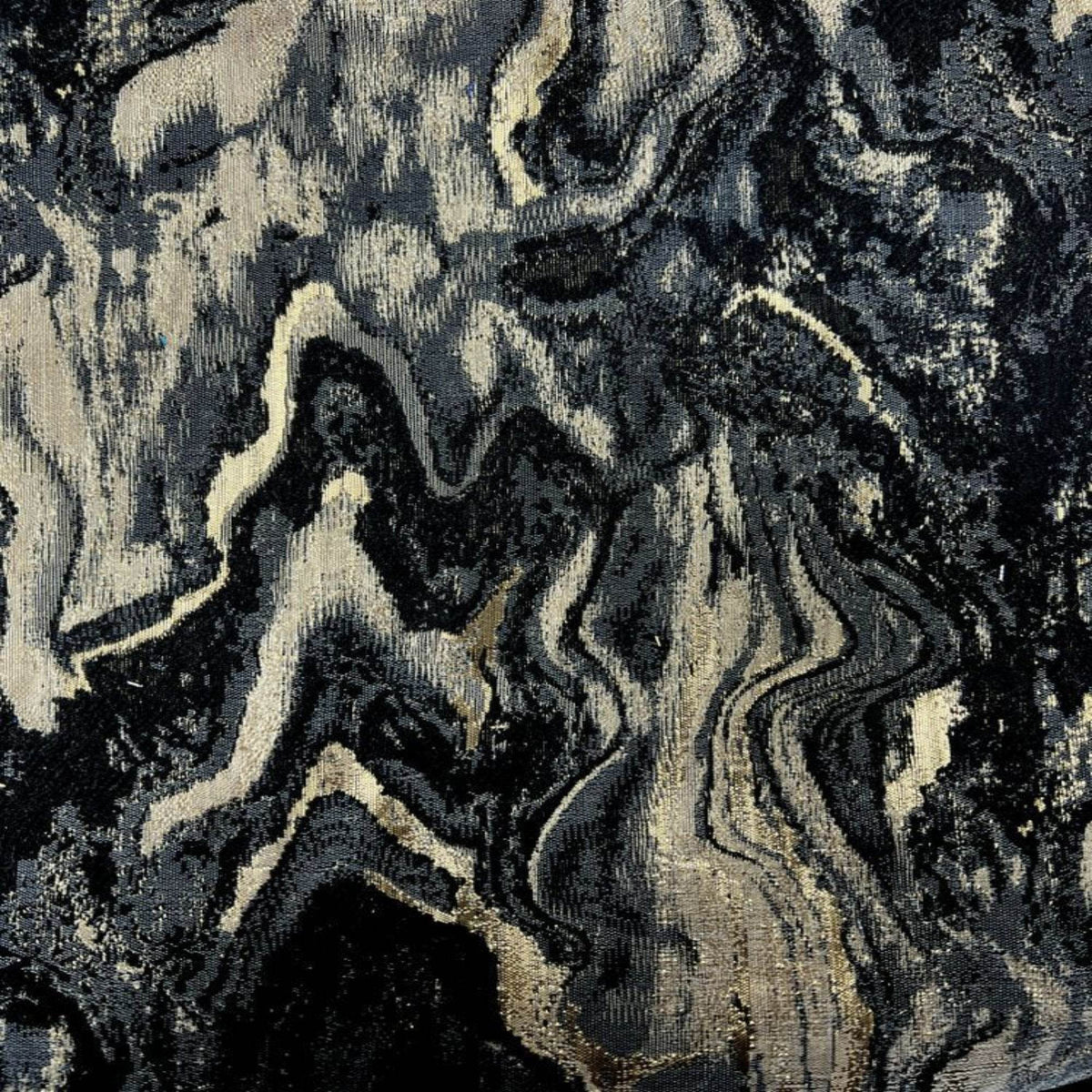 MILANO Jacquard Print Metallic Marbleized Fabric, 118 Inch in Width, | Home Decor Black Gold Fabrics Star