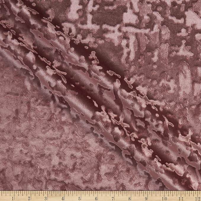 Mauve Abstract Crushed Velvet Fabric by the Yard - 118 Inch Wide Fabrics Star