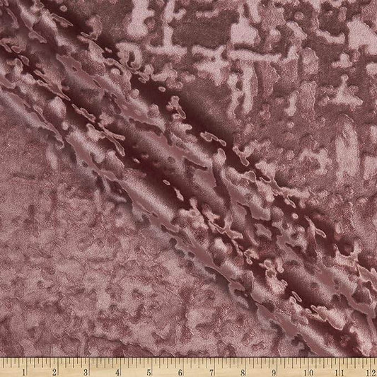 Mauve Abstract Crushed Velvet Fabric by the Yard - 118 Inch Wide Fabrics Star