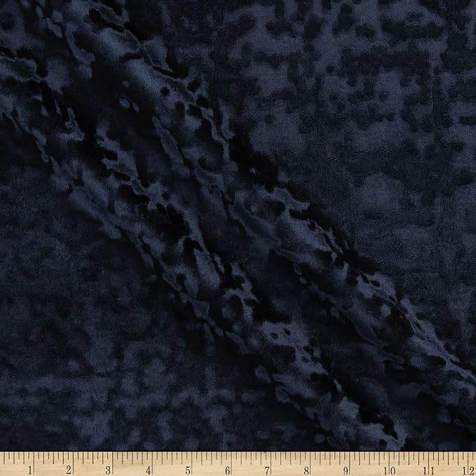 Navy Abstract Crushed Velvet Fabric by the Yard - 118 Inch Wide Fabrics Star