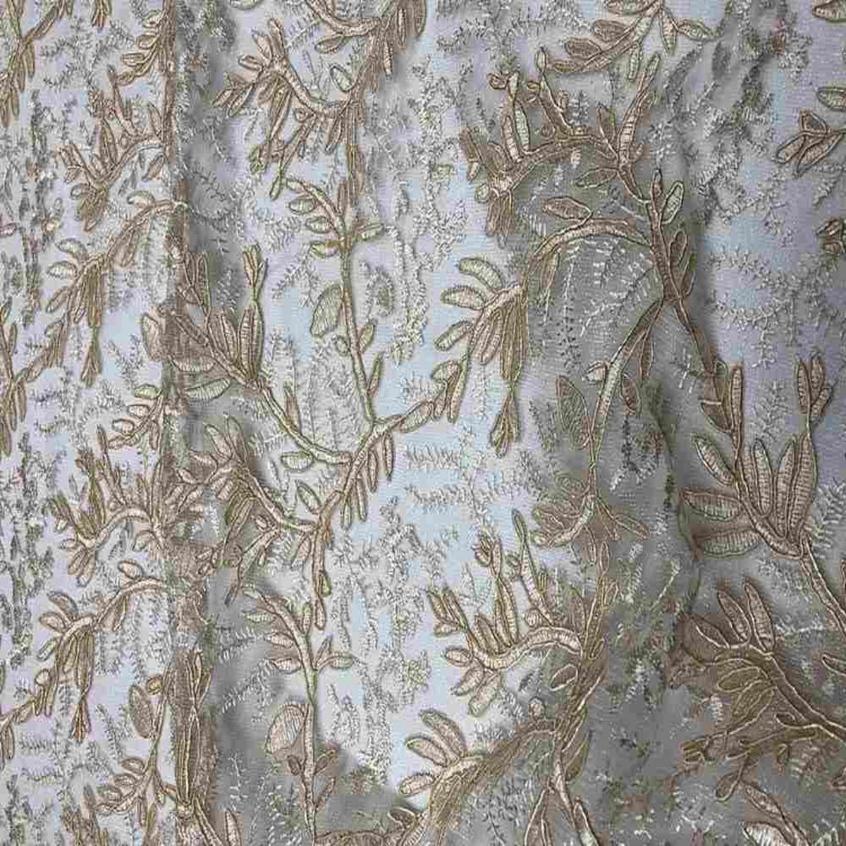 OMAHA Glitter Embroidered Mesh Fabric. Lace Netting Material 53 Inch in Width | Home Decor Champagne Fabrics Star