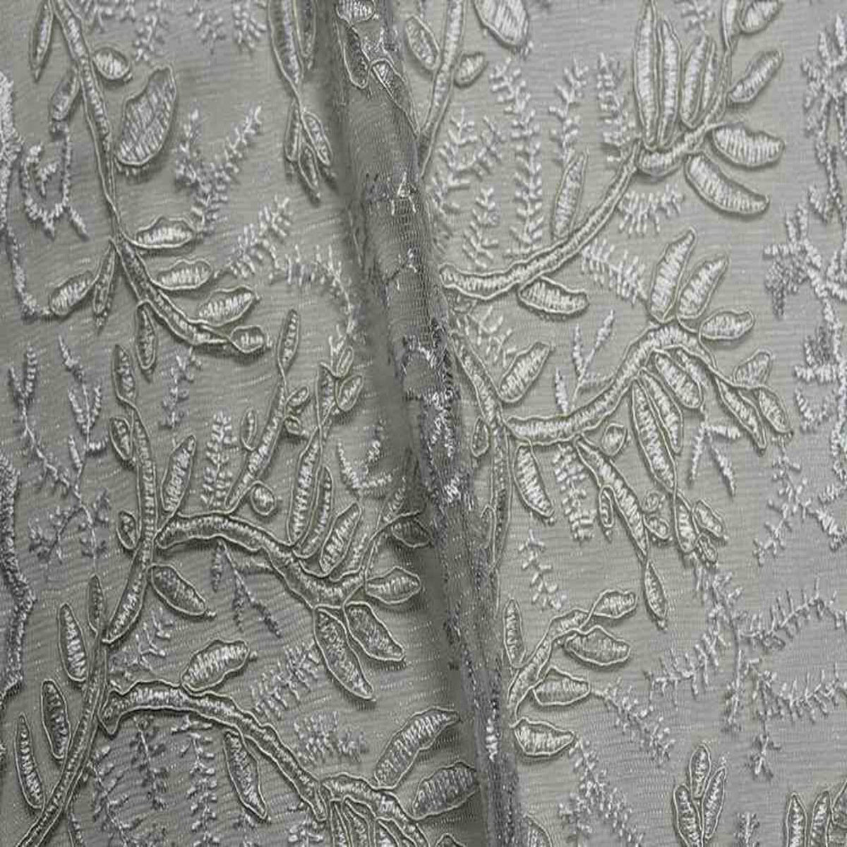 OMAHA Glitter Embroidered Mesh Fabric. Lace Netting Material 53 Inch in Width | Home Decor Ivory Fabrics Star