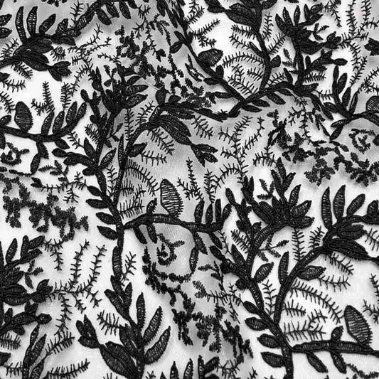 OMAHA Glitter Embroidered Mesh Fabric. Lace Netting Material 53 Inch in Width | Home Decor Onyx Fabrics Star