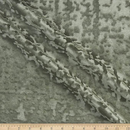 Olive Abstract Crushed Velvet Fabric by the Yard - 118 Inch Wide Fabrics Star