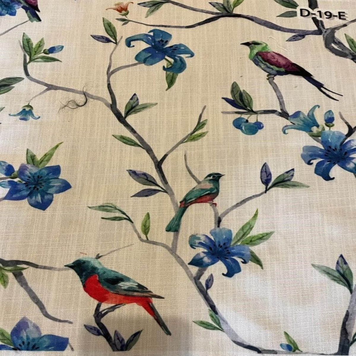 PARROT Digital Print Fabric - Cotton Hand - 58 Inch. in Width, | Home Decor Blue Fabrics Star
