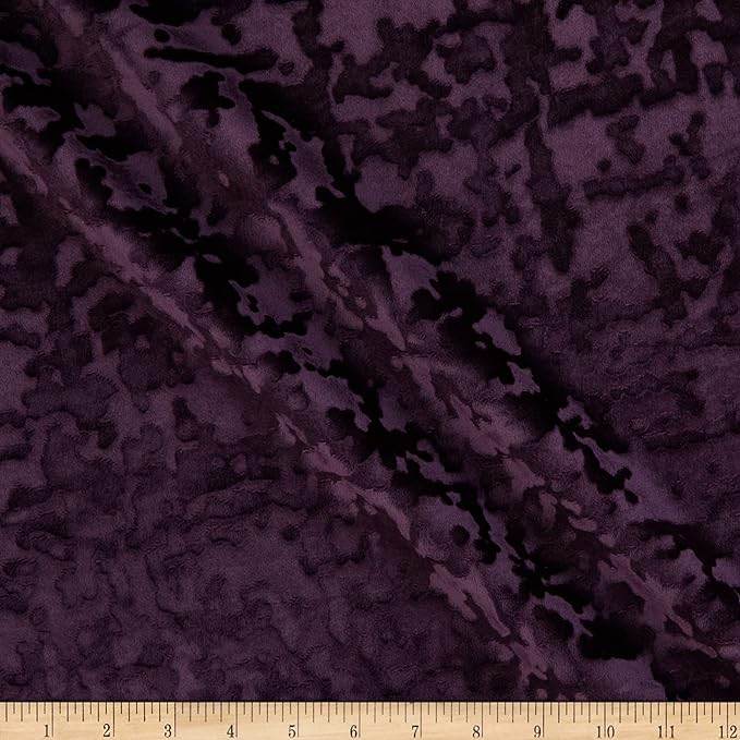 Plum Abstract Crushed Velvet Fabric by the Yard - 118 Inch Wide Fabrics Star