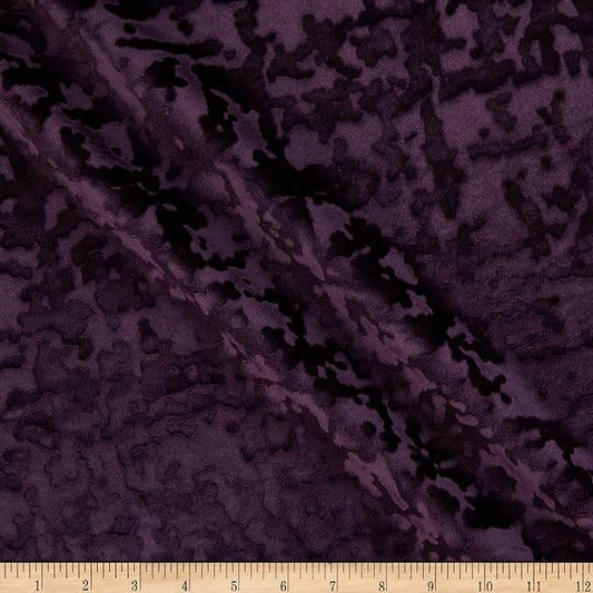 Plum Abstract Crushed Velvet Fabric by the Yard - 118 Inch Wide Fabrics Star