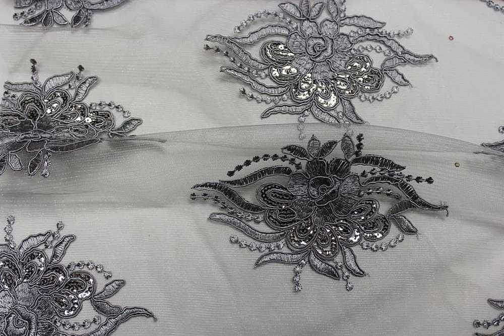 ROUNDAROSE Lace Fabric, 54 Inch. in Width Grey Fabrics Star