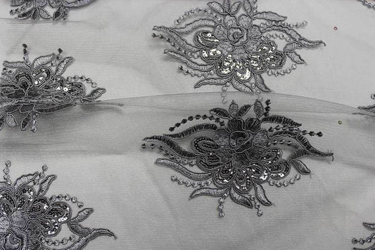 ROUNDAROSE Lace Fabric, 54 Inch. in Width Grey Fabrics Star