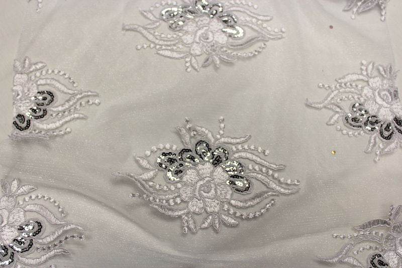 ROUNDAROSE Lace Fabric, 54 Inch. in Width White Fabrics Star