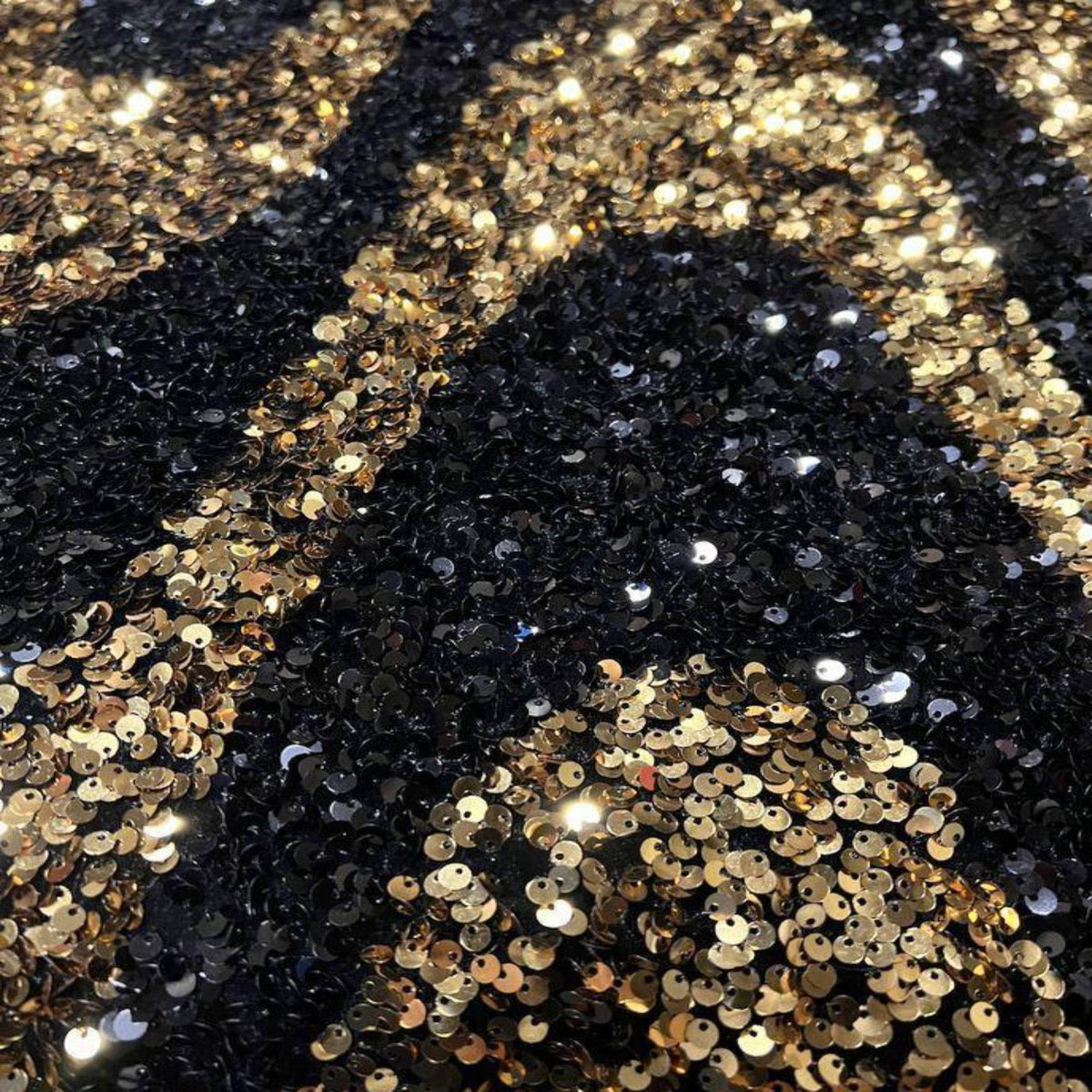 Selectra Waves Stretch Velvet Sequin Fabric, Glitter Spandex Material - 48 Inch in Width | Arts and Crafts Black Gold Fabrics Star