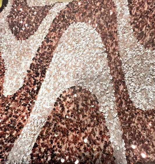 Selectra Waves Stretch Velvet Sequin Fabric, Glitter Spandex Material - 48 Inch in Width | Arts and Crafts Blush White Fabrics Star