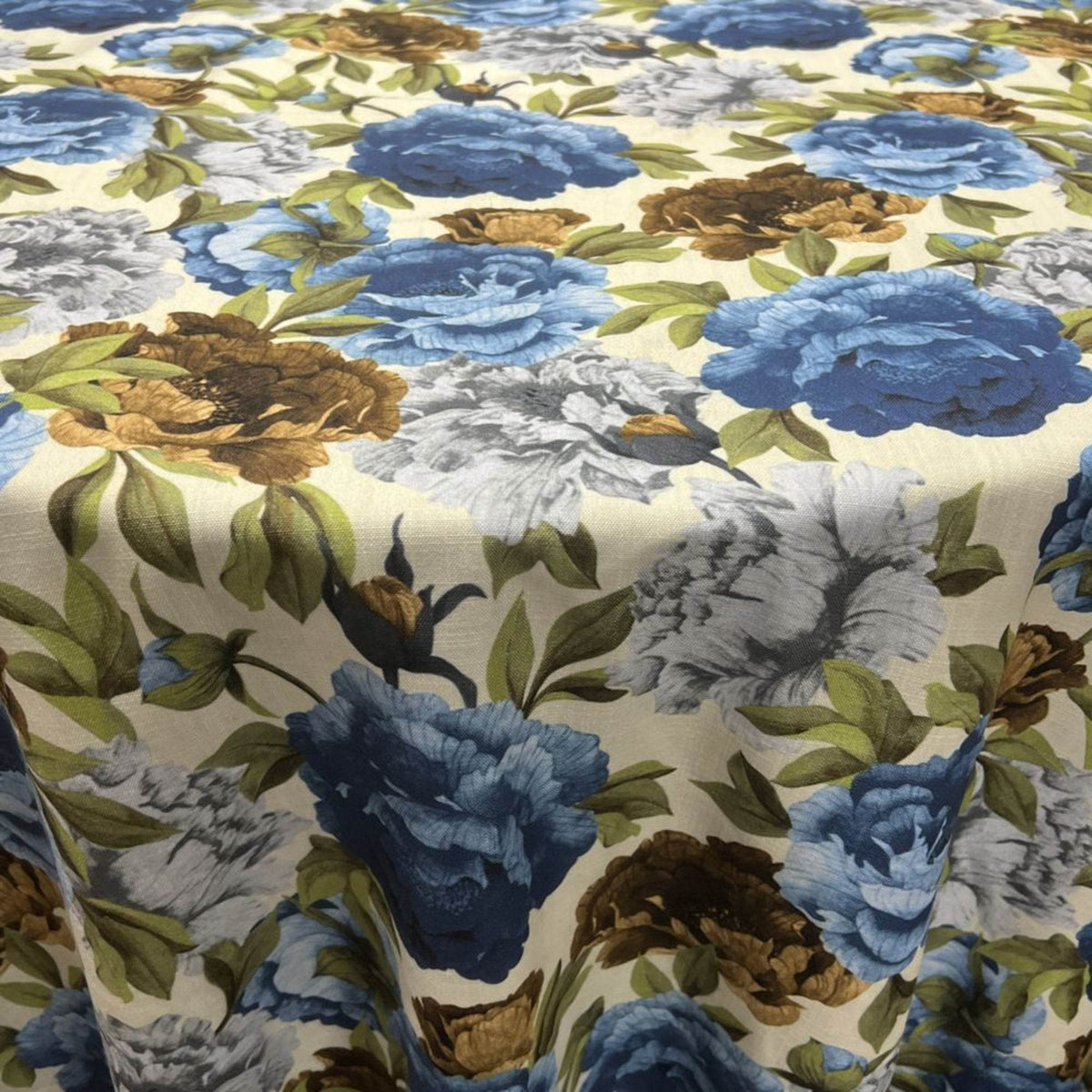 SPRING GARDEN Floral Digital Print Fabric - Cotton Hand - 58 Inch. in Width, | Home Decor Blue Fabrics Star