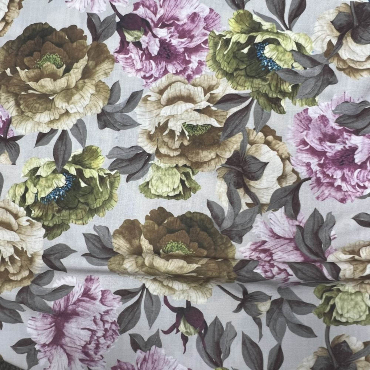 SPRING GARDEN Floral Digital Print Fabric - Cotton Hand - 58 Inch. in Width, | Home Decor Gold Lilac Fabrics Star