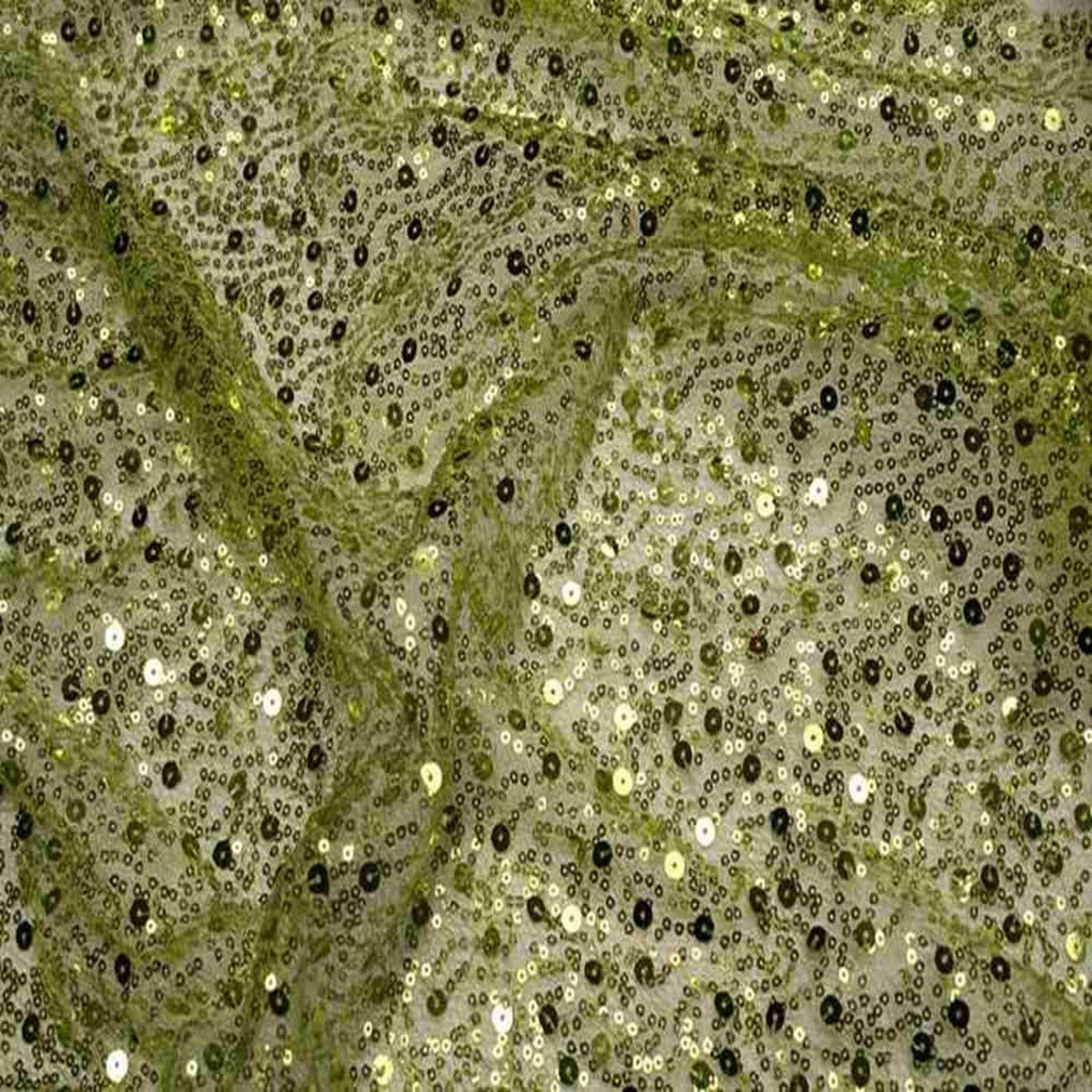 SPRINKLE Two Size Sequin Fabric on Sheer Material ,2- Way Stretch, 52 Inch. In Width, | Home Decor Apple Green Fabrics Star