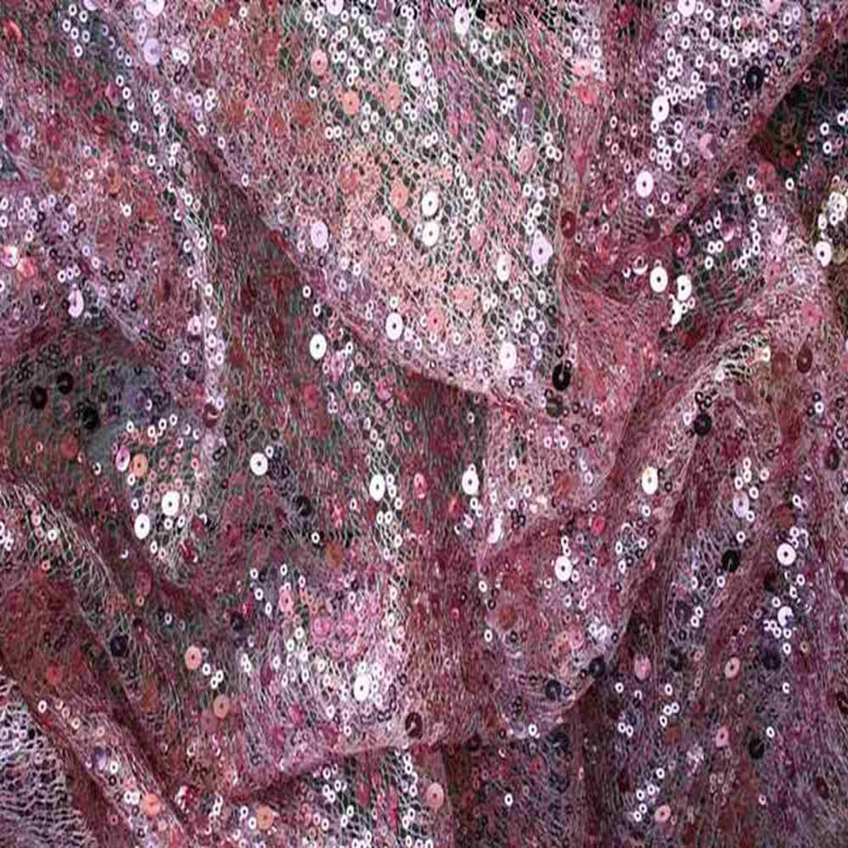 SPRINKLE Two Size Sequin Fabric on Sheer Material ,2- Way Stretch, 52 Inch. In Width, | Home Decor Lilac Fabrics Star