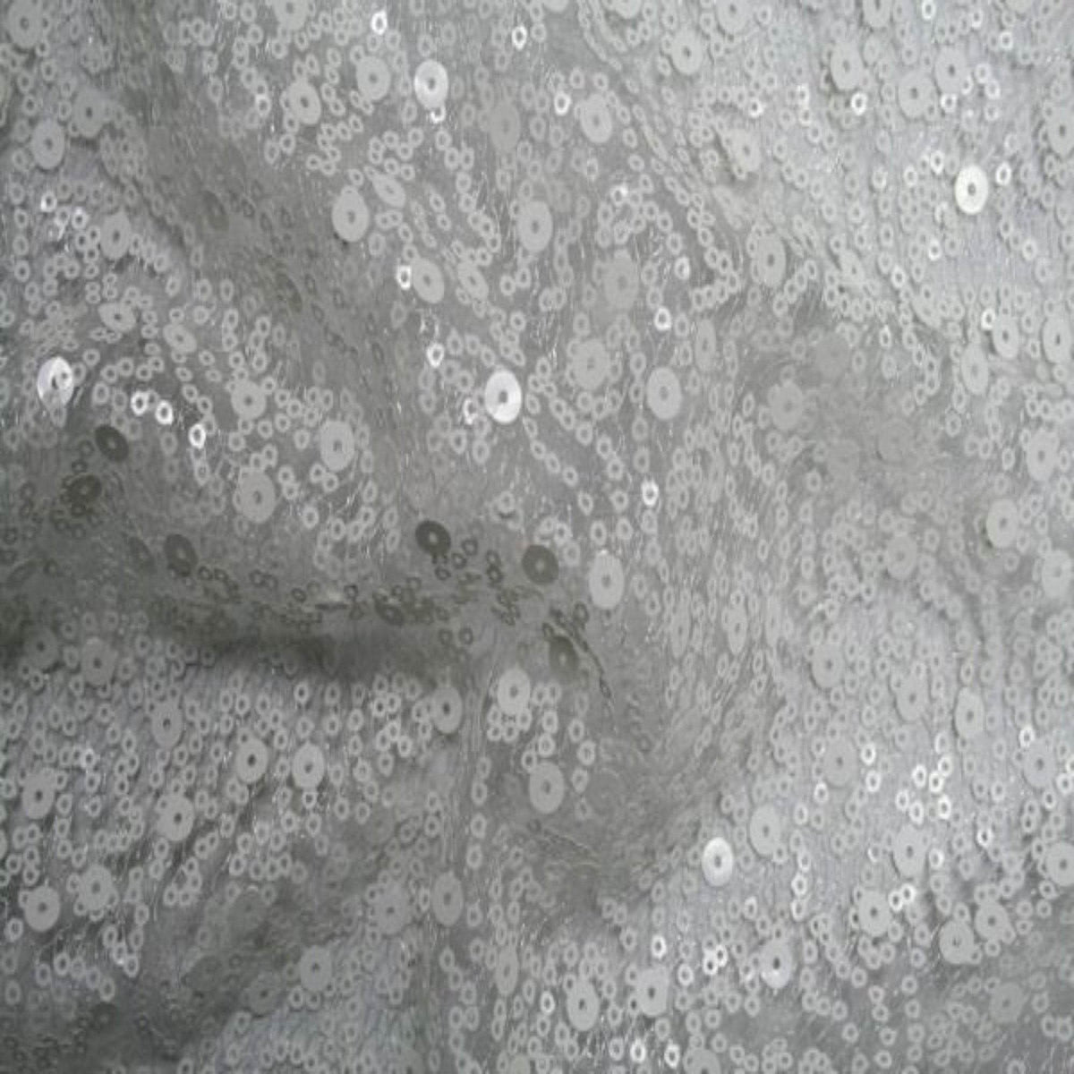 SPRINKLE Two Size Sequin Fabric on Sheer Material ,2- Way Stretch, 52 Inch. In Width, | Home Decor White Fabrics Star