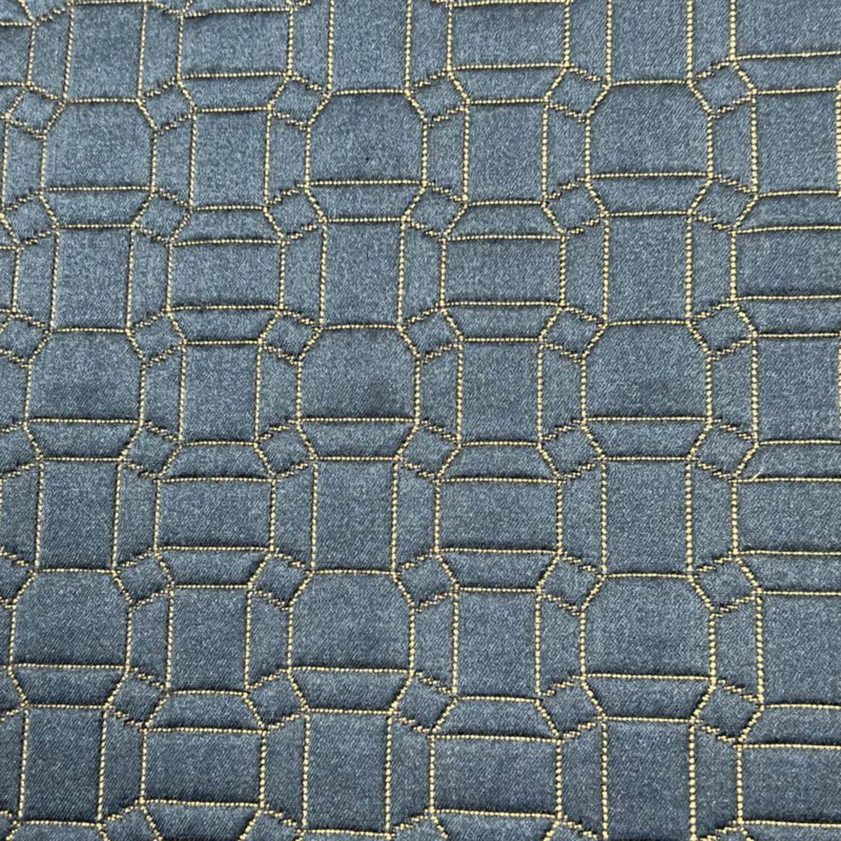 Square Jacquard, Quilted Look Fabric, 115 Inch. in Width, | Home Decor Navy Fabrics Star