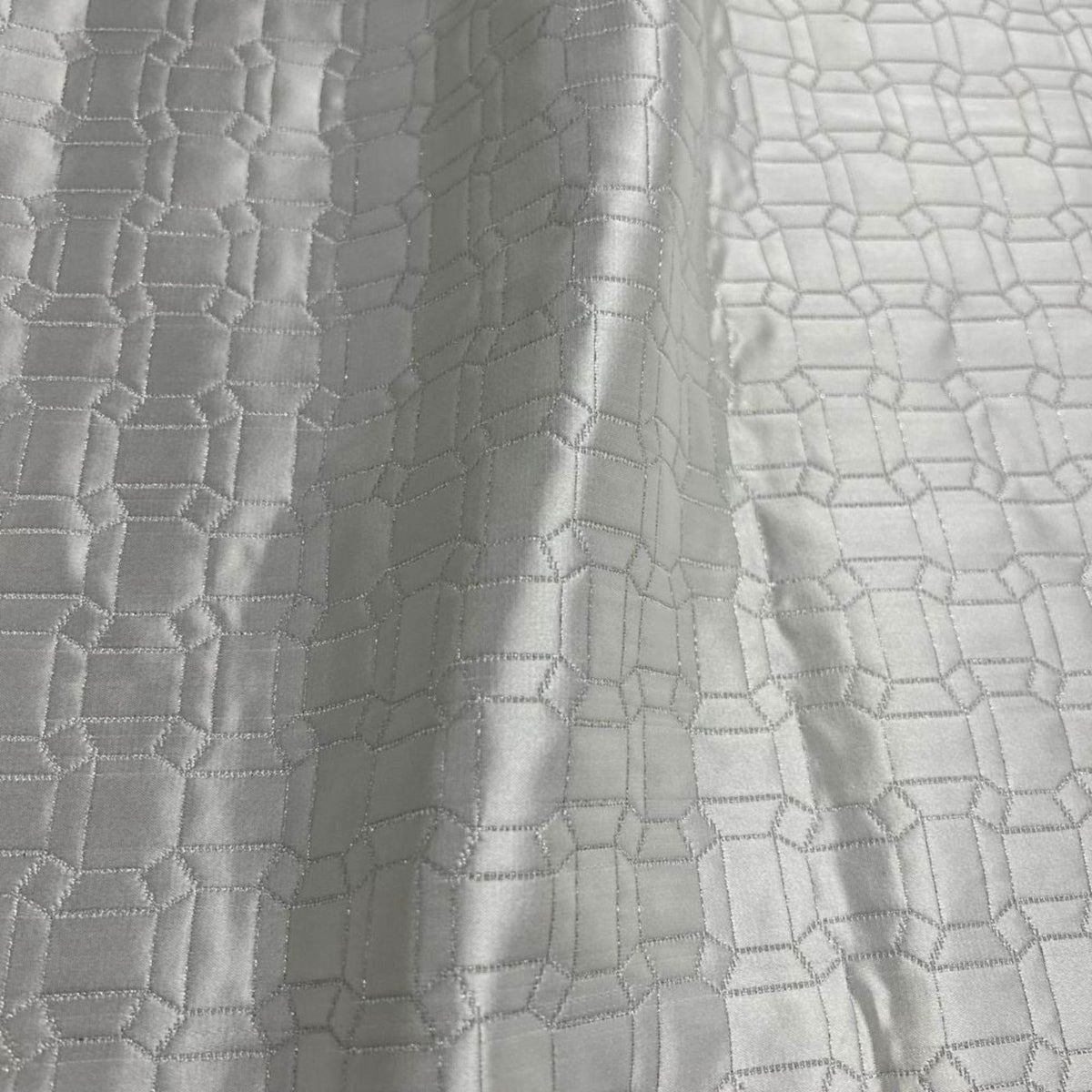 Square Jacquard, Quilted Look Fabric, 115 Inch. in Width, | Home Decor Snow Fabrics Star