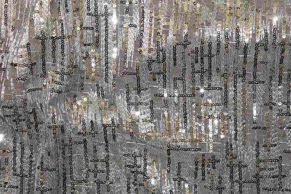 STANLEY Mesh Sequin Fabric, 52 Inch. in Width White Silver Fabrics Star