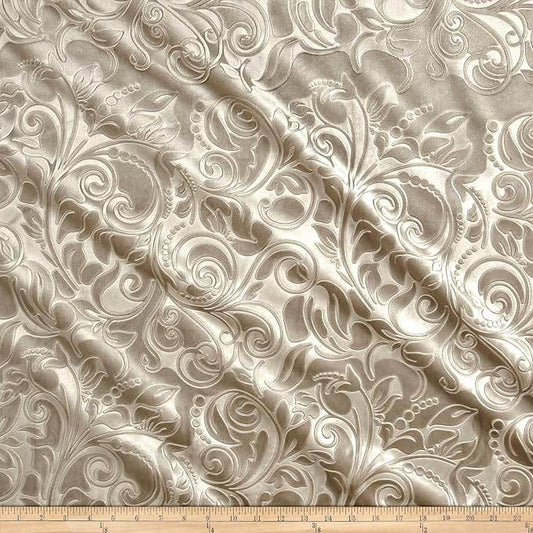 Sand Brocade Scroll Velvet Fabric by the Yard - 58 Inch Wide Fabrics Star