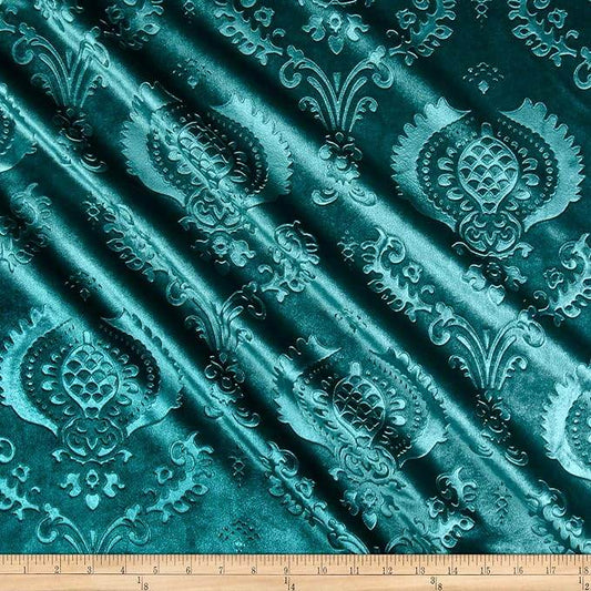 Brocade Damask Velvet Fabric, 58 Inch in Width, Ideal Embossed Material for Home Décor Seafoam Fabrics Star