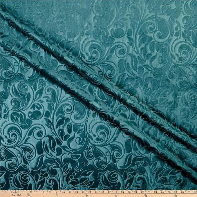 Seafoam Brocade Scroll Velvet Fabric by the Yard - 58 Inch Wide Fabrics Star