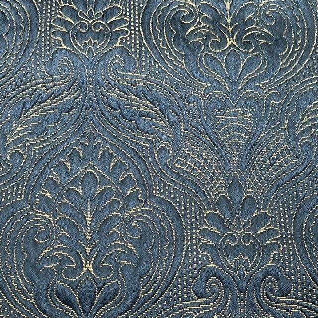 Navy/Gold Treasure Jacquard Fabric by the Yard - 115 Inch Wide Fabrics Star