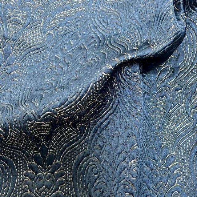 Navy/Gold Treasure Jacquard Fabric by the Yard - 115 Inch Wide Fabrics Star
