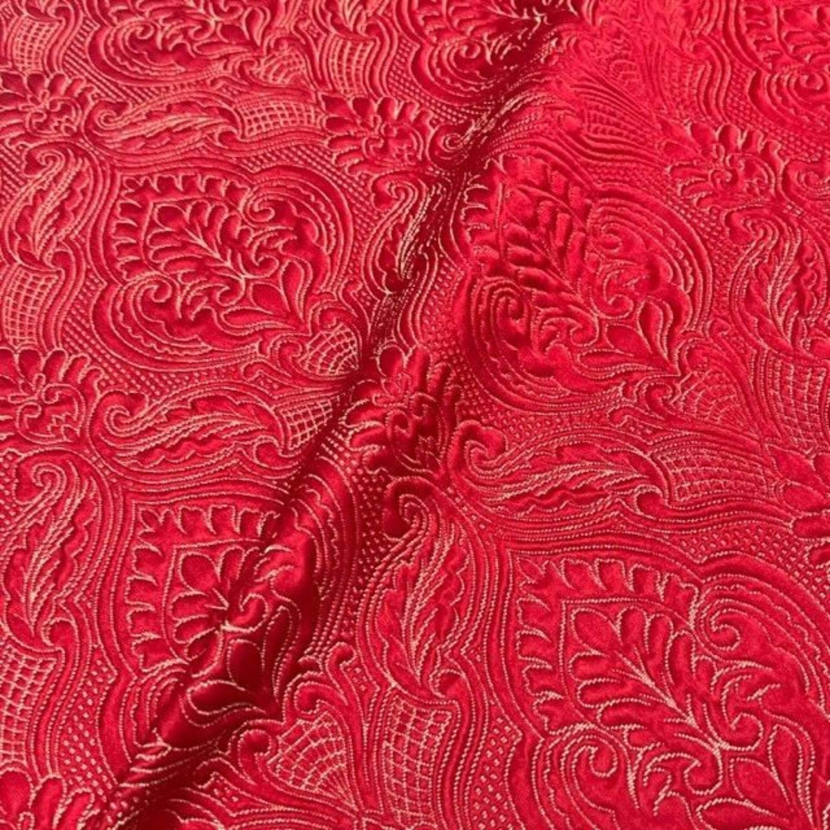 Red/Gold Treasure Jacquard Fabric by the Yard - 115 Inch Wide Fabrics Star