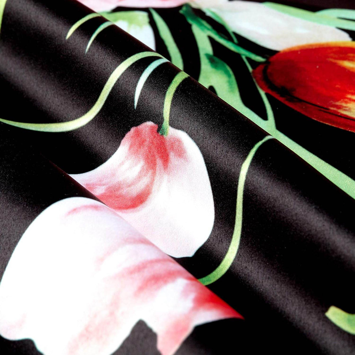TROPICAL Floral Digital Print Satin Fabric - Cotton Hand - 58 Inch. in Width, | Home Decor Fabrics Star