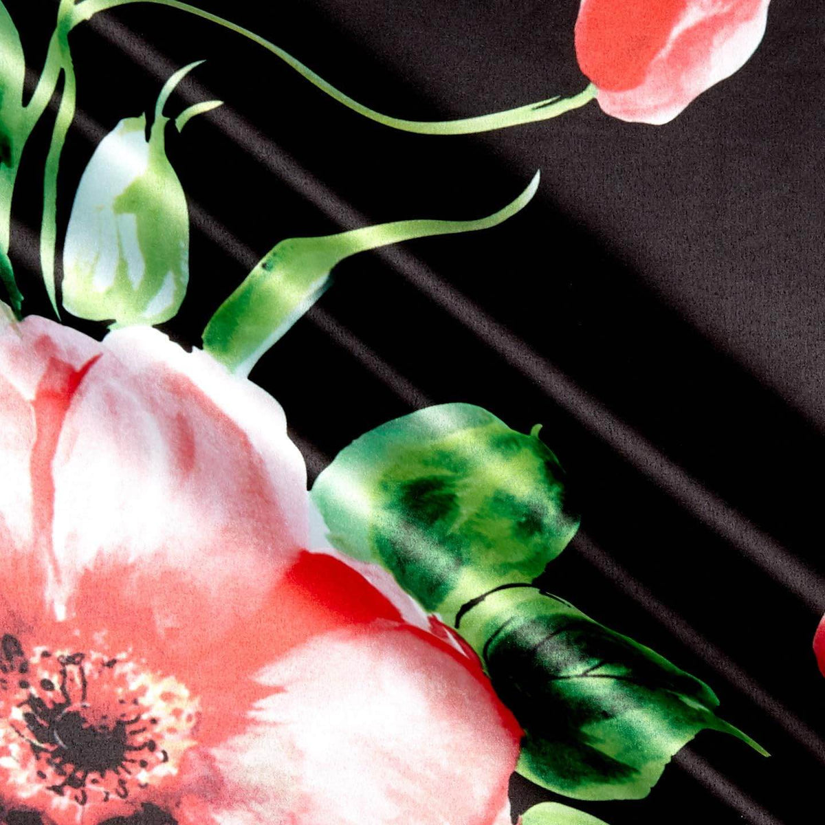 TROPICAL Floral Digital Print Satin Fabric - Cotton Hand - 58 Inch. in Width, | Home Decor Fabrics Star