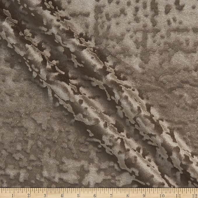 Taupe Abstract Crushed Velvet Fabric by the Yard - 118 Inch Wide Fabrics Star
