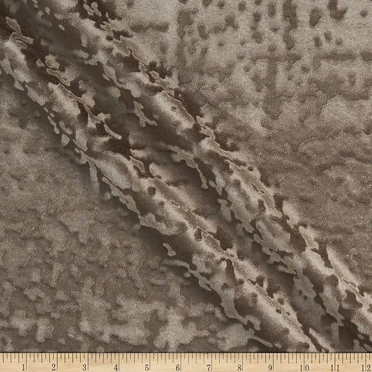 Taupe Abstract Crushed Velvet Fabric by the Yard - 118 Inch Wide Fabrics Star