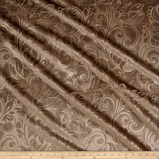 Taupe Brocade Scroll Velvet Fabric by the Yard - 58 Inch Wide Fabrics Star