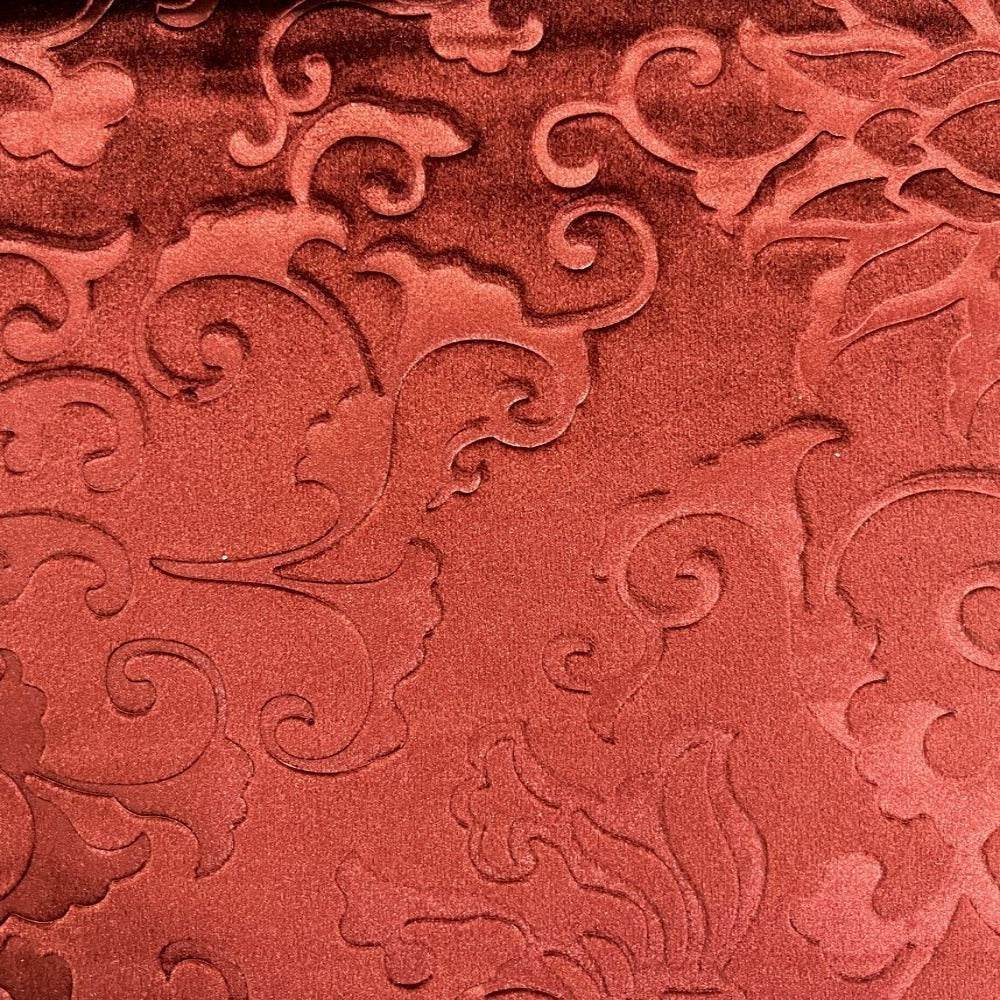 Vails Brocade Velvet Fabric, 72 Inch in Width Ideal Embossed Material for Home Decor Burgundy Fabrics Star