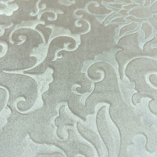 Vails Brocade Velvet Fabric, 72 Inch in Width Ideal Embossed Material for Home Decor Ivory Fabrics Star