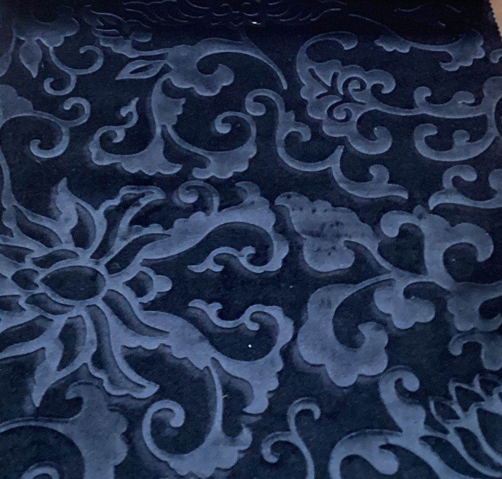 Vails Brocade Velvet Fabric, 72 Inch in Width Ideal Embossed Material for Home Decor Navy Fabrics Star