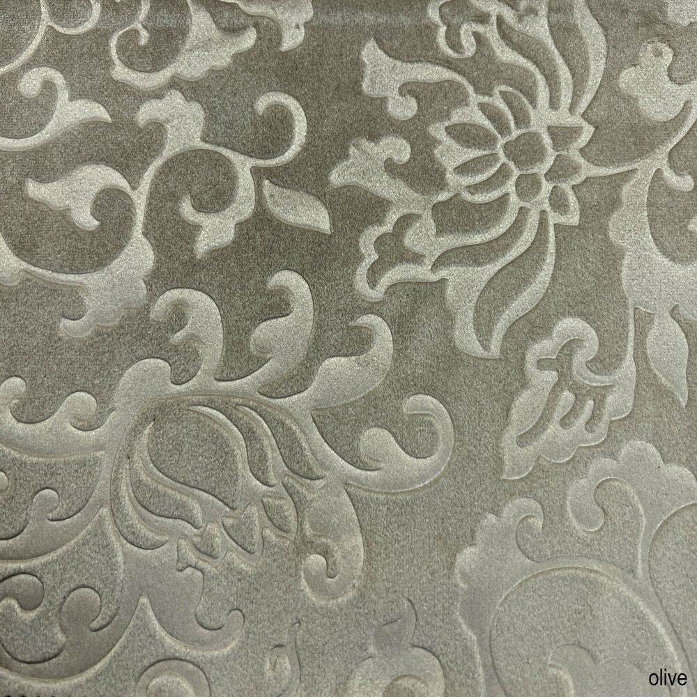 Vails Brocade Velvet Fabric, 72 Inch in Width Ideal Embossed Material for Home Decor Olive Fabrics Star