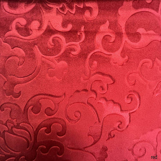 Vails Brocade Velvet Fabric, 72 Inch in Width Ideal Embossed Material for Home Decor Red Fabrics Star