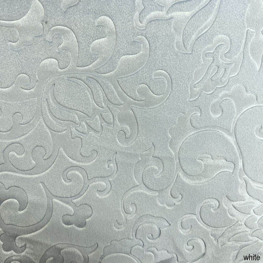 Vails Brocade Velvet Fabric, 72 Inch in Width Ideal Embossed Material for Home Decor White Fabrics Star