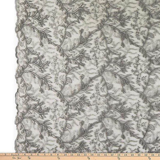 OMAHA Glitter Embroidered Mesh Fabric. Lace Netting Material 53 Inch in Width | Home Decor Grey Fabrics Star