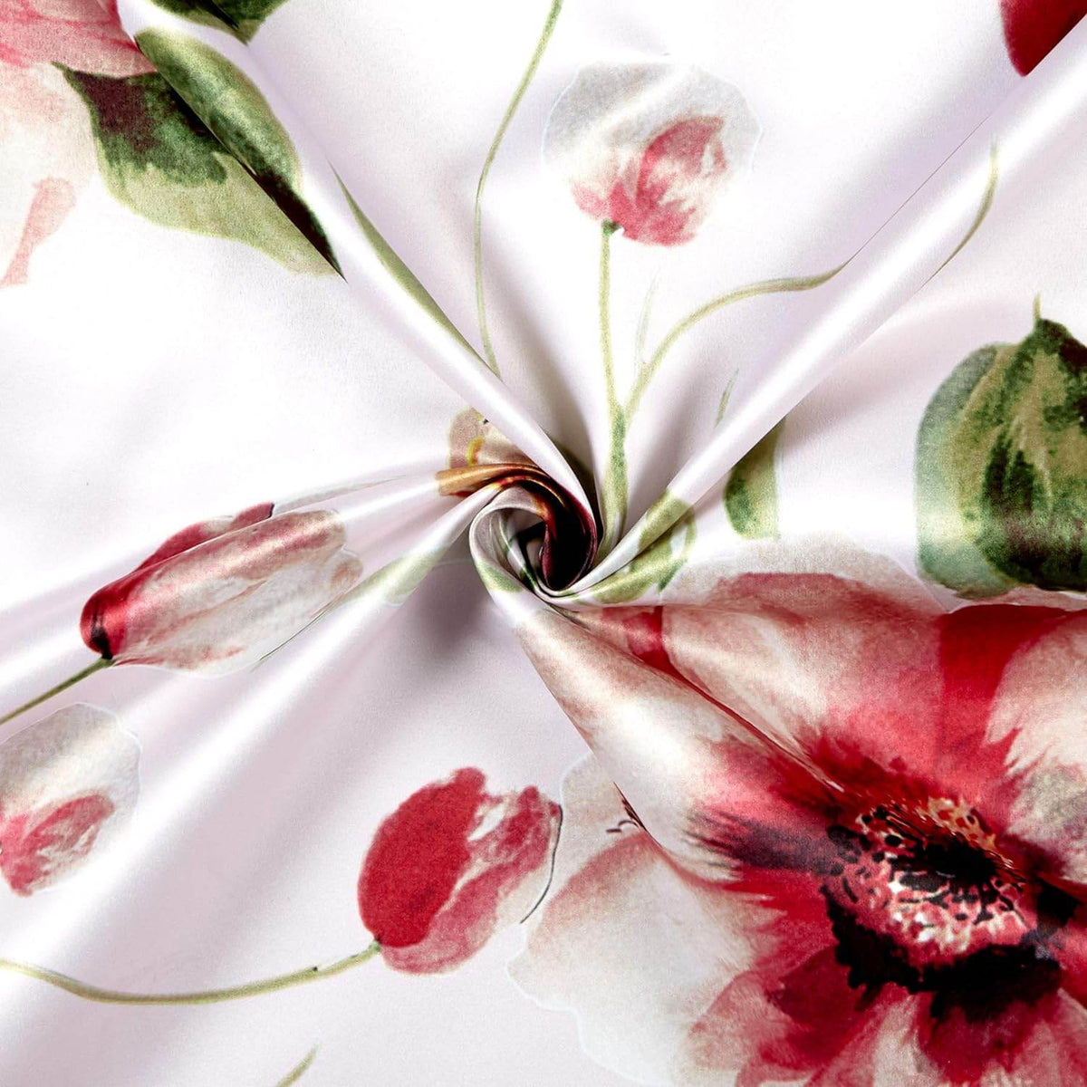 TROPICAL Floral Digital Print Satin Fabric - Cotton Hand - 58 Inch. in Width, | Home Decor Fabrics Star